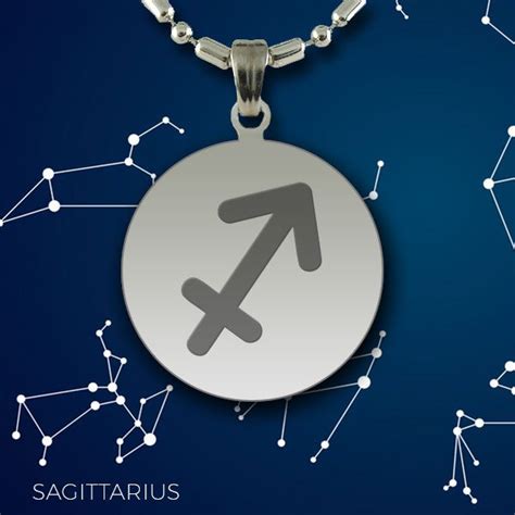 Sagittarius Zodiac Glyph Pendant With Engraved Personalised Message