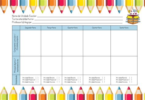 Caixa Mágica De Atividades Novo Modelo De Planejamento Semanal Editável