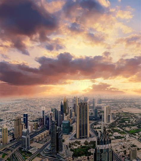 Dubai Early Morning Aerial Cityscape Editorial Stock Image Image Of