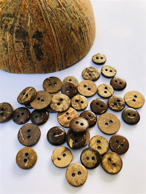 Natural Coconut Shell Buttons 12mm 047 Etsy Uk