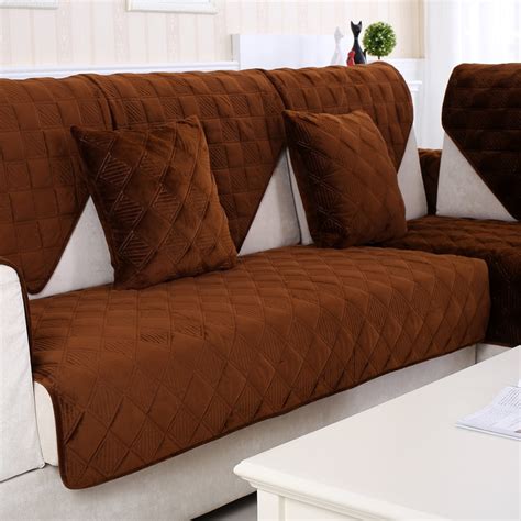 Europe Coffee Pure Color Cloth Sofa Cover Plush Sectional Slipcovers