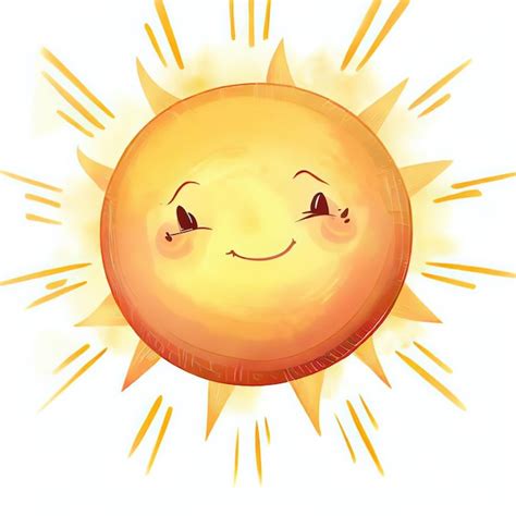 Un Dibujo De Dibujos Animados De Un Sol Con Una Cara Sonriente Foto