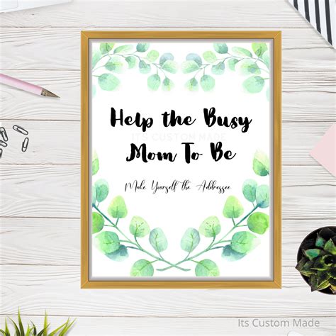 Help The Busy Mom To Be Wall Art Sign Make Yourself The Addressee Wa