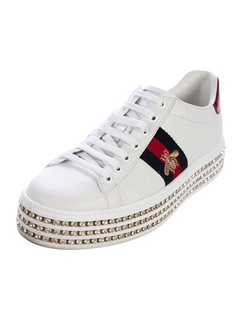 Gucci 2017 Crystal Embellished Ace Sneakers White Sneakers Shoes