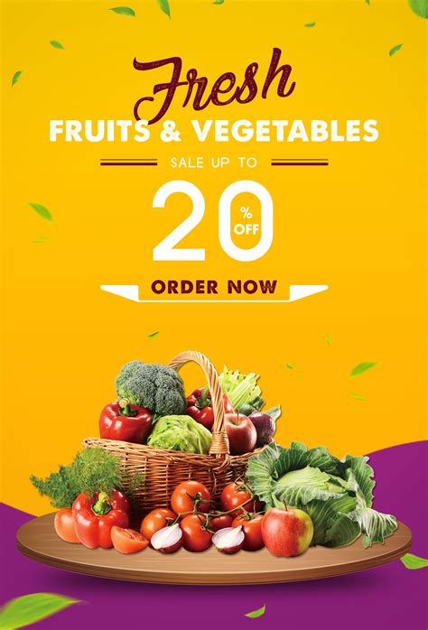 Fresh Fruits And Vegetables Poster Psd Free Download Pikbest