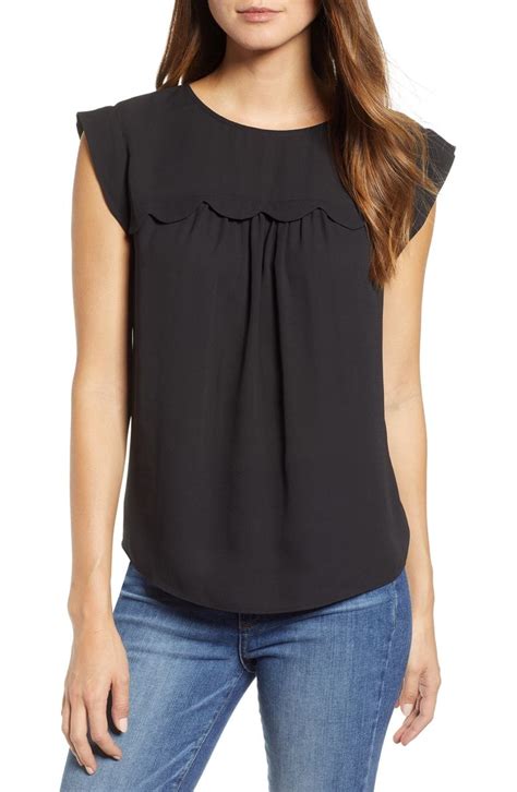 Free Shipping And Returns On Andlayered Scallop Trim Sleeveless Blouse