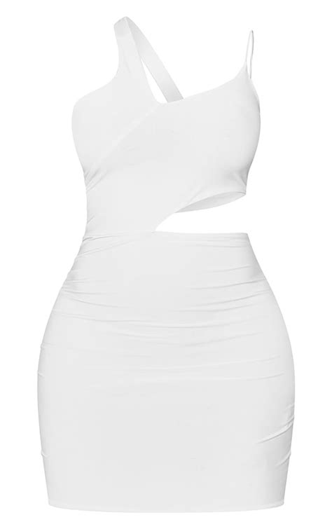 Shape White One Shoulder Cut Out Bodycon Dress Prettylittlething Ksa