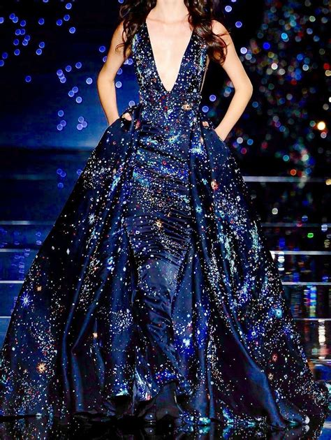 Blue Galaxy Dress Gowns Fashion Evening Dresses