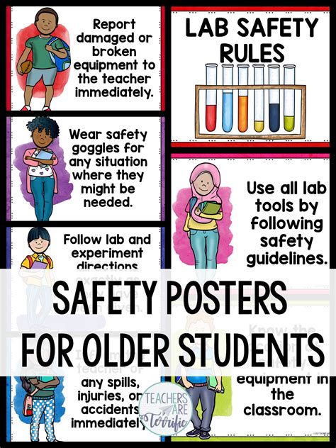 Upper level undergrad lab safety. Lab safety posters for older students! Upper elementary and middle school! | Science safety ...