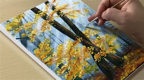 Autumn Forest Painting Acrylic Painting For Beginners Youtube