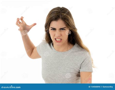 Portrait Of A Beautiful Young Woman With Angry Face Looking Furious