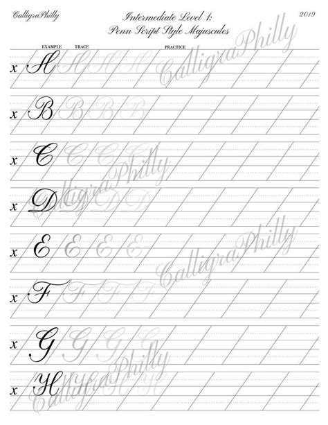 Intermediate Level 1 Copperplate Uppercase Calligraphy Etsy