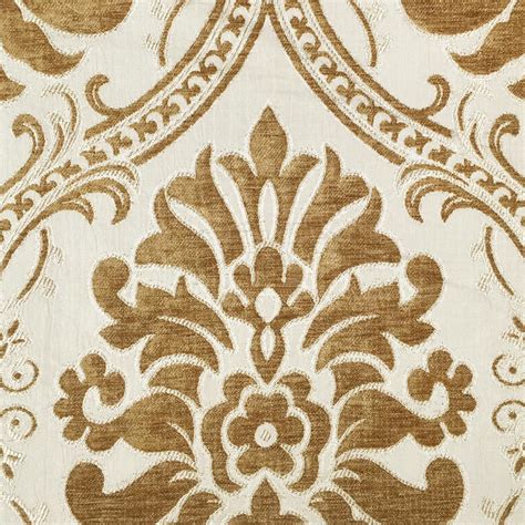 Classic Floral Damask Gold Velvet Brocade Fabric Classic Modern