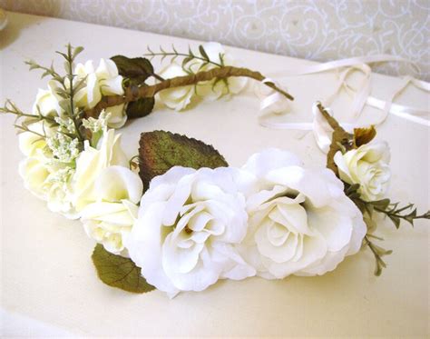 White Bridal Flower Crown White Flower Crown Wedding Hair Etsy