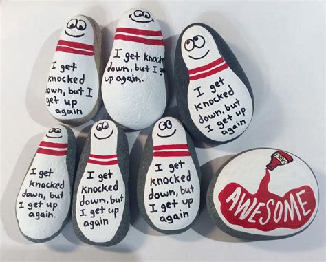 Bowling Pins Positive And Inspirational Painted Rocks By Holly N