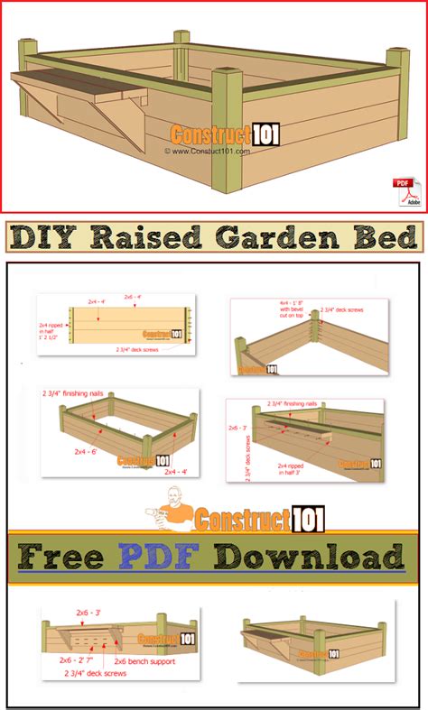 Assemble the middle frame for the elevated garden planter. Raised Garden Bed with Bench - PDF Download - Construct101