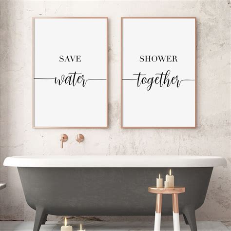 Save Water Shower Together Bathroom Signs Bathroom Wall Art Etsy