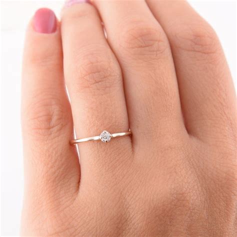 K Rose Gold Simple Dainty Promise Ring For Her Small Etsy Canada