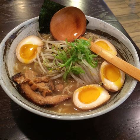 Boil for an exact 7 minutes on medium high heat for a soft egg yolk. Miso ramen with nitamago (marinated egg) and chashu (pork ...