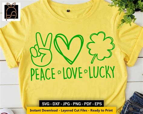 Peace Love Lucky Svgpeace Love Luck Svgshamrock Svgclover Etsy