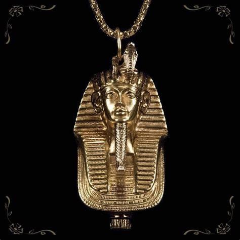 Incredible Vintage Egyptian King Tut Perfume Bottle 14k Gold Pendant