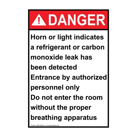 Vertical Horn Or Light Indicates A Refrigerant Sign Ansi Danger