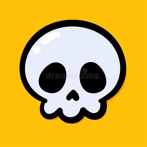 A Cute Skull Illustration On Yellow Background Isolated Vector