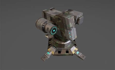 3d Model Si Fi Turrets Vr Ar Low Poly Cgtrader