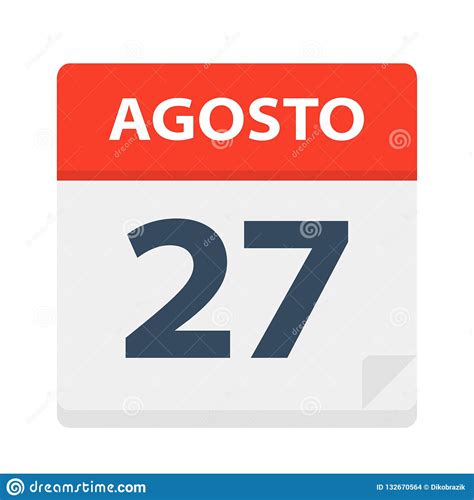 Agosto 27 Calendar Icon August 27 Vector Illustration Of Spanish