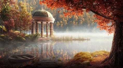 Autumn Park Illustration Andrew Palyanov Fantasy Art Landscapes