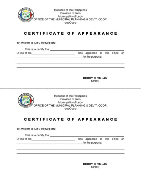 Doc Certificate Of Appearance Marie Taylaran