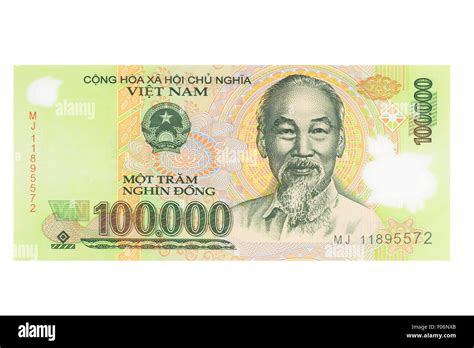 One Hundred Thousand Vietnamese Dong Banknote On A White Background