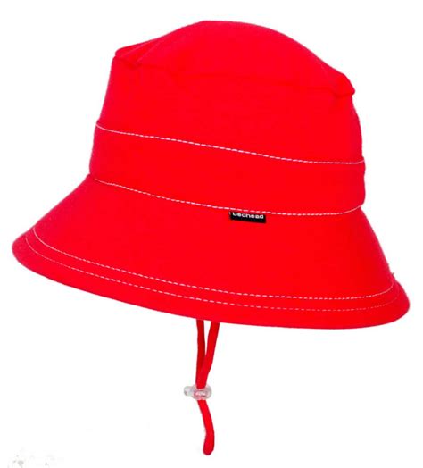 Bedhead Hats Red Bucket Hat With Strap For Girls And Boys Upf 50 Sun