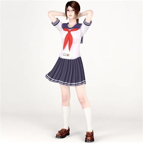 Natsumi Schoolgirl Pose 03 3d Model Max Fbx