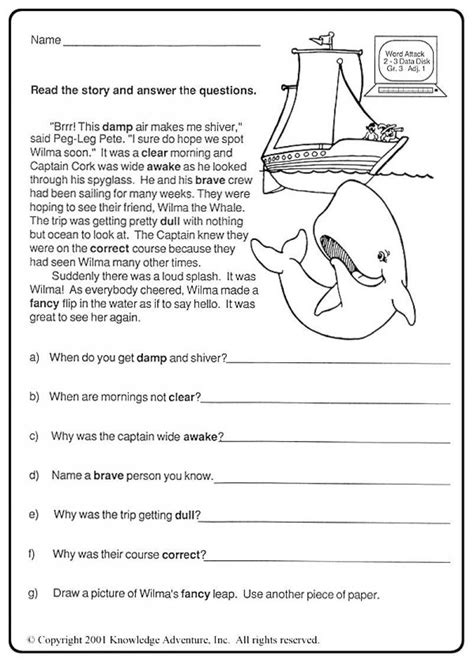 Grade 3 English Comprehension Worksheet