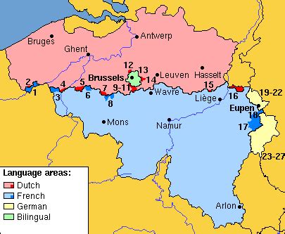 In belgien gibt es drei amtssprachen, die das ziel dieser gesetze war eine allmähliche gleichberechtigung der niederländischen und der französischen sprache. Landkarte Belgien (Sprachen in Belgien) : Weltkarte.com ...
