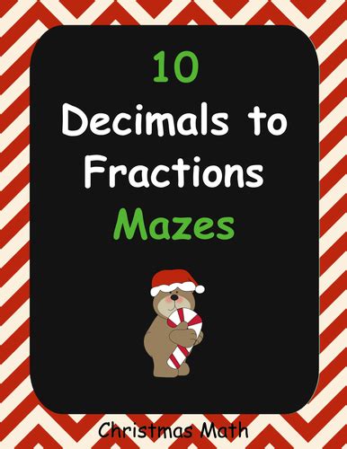 Christmas Math Decimals To Fractions Maze Teaching Resources