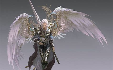 Drawing Angel Warrior Weapon Sword Wings Feathers Helmet