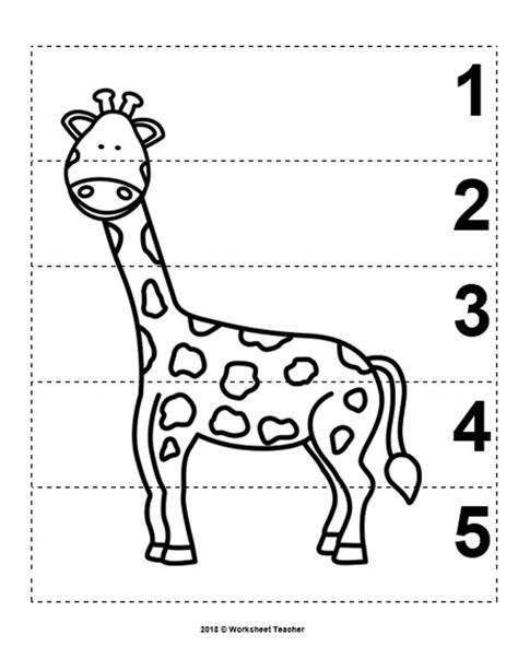 10 Zoo Animals Number Sequence 1 5 Preschool Math Bandw Picture Etsy In