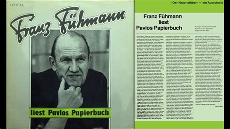Franz F Hmann Liest Franz F Hmann Aus Pavlos Papierbuch Youtube