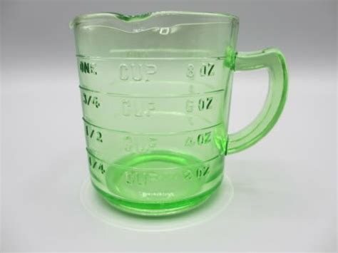 Hazel Atlas Uranium Green Depression Glass Measuring Cup Kellogg S