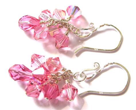 Pink Crystal Earrings Swarovski Rose Pink By Jewelrybydorothy