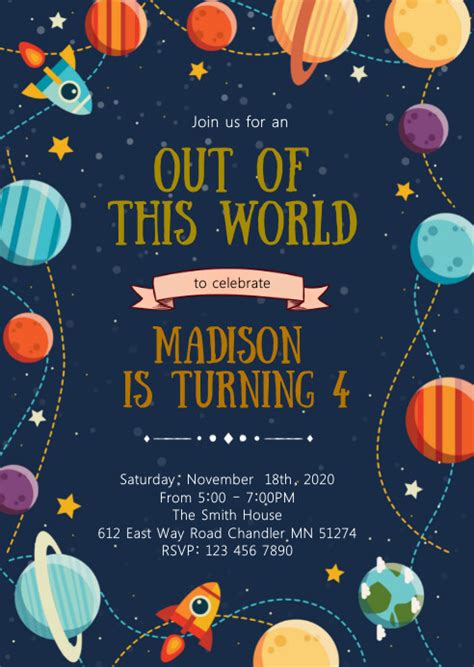 Space Birthday Party Invitation Template Postermywall