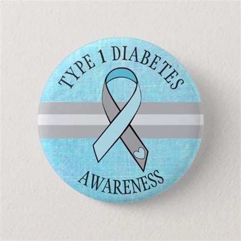 Type 1 Diabetes Awareness Blue Gray Button