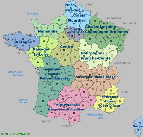 Regios Frankrijk Kaart Op Vogels