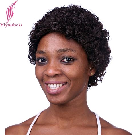 Yiyaobess 8inch African American Short Curly Wigs For Black Women Heat