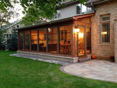 Cedar Screen Porch With Eze Breeze Windows By Suburbs Of Chicago Porch