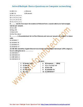 This series of multiple choice questions (mcqs) covers the topics such as history of computers, generations of. Computer Networking Multiple Choice Questions | This or ...
