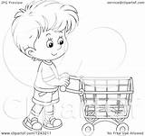 Shopping Pushing Cart Boy Clipart Illustration Vector Royalty Bannykh Alex Regarding Notes sketch template