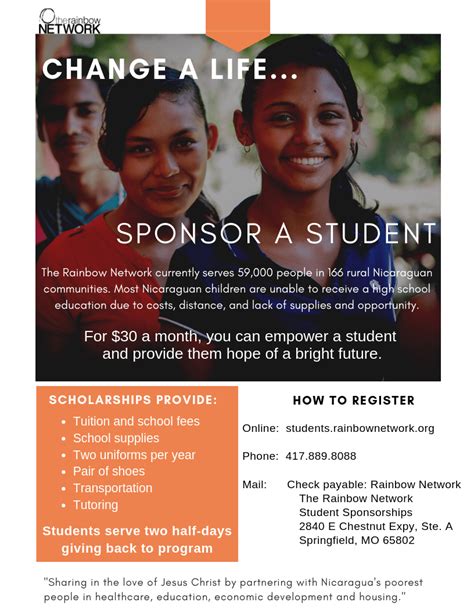 Student Sponsorship Flyer Rainbow Network